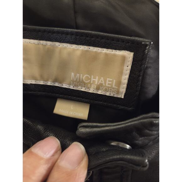 Michael Kors Jacket Moto Style Black Leather Womens Size L Fully Lined Zip... - Picture 4 of 10